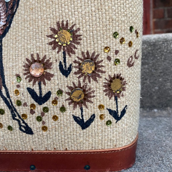 Enid Collin's of Texas Horse HANDMADE Straw Tote Bag Purse Handbag - Picture 5 of 12